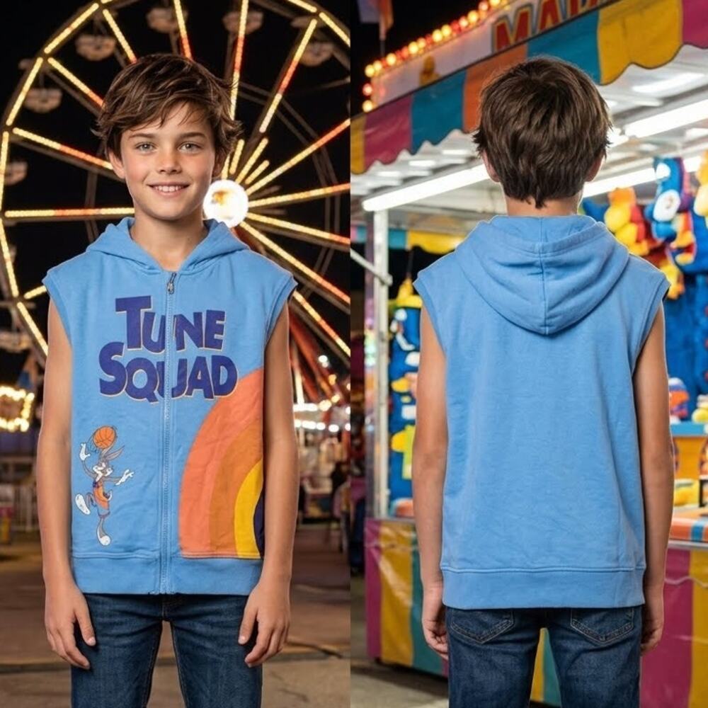 HM Tune Squad Space Jam Hoodie Boys 8 10 Sleeveless Bugs Bunny Tank